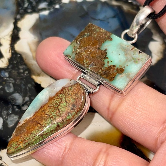 Yellow Green Chrysoprase Pendant 3” - Picture 1 of 13